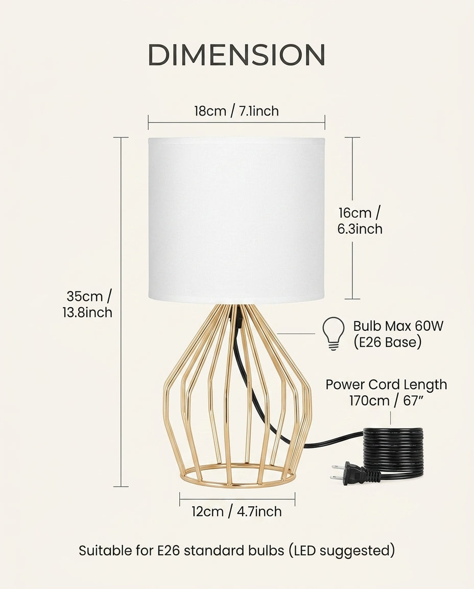 Touch Table Lamp with Fabric Shade