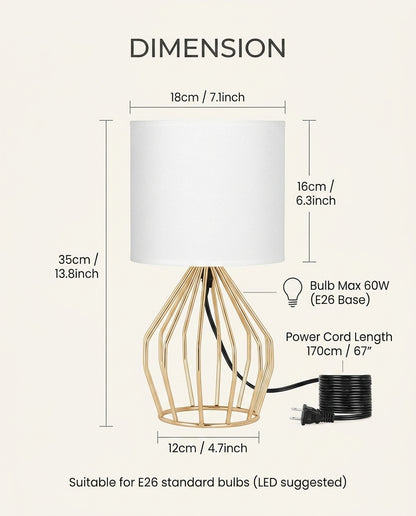 Touch Table Lamp with Fabric Shade