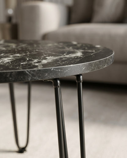 Round Coffee Table with Faux Marble Top