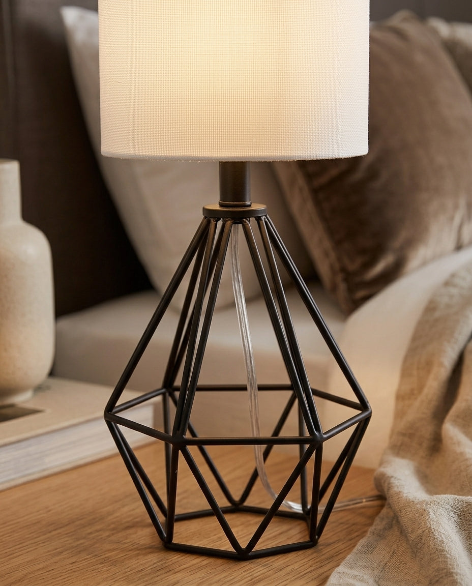 Dimmable Table Lamp with Linen-Style Shade