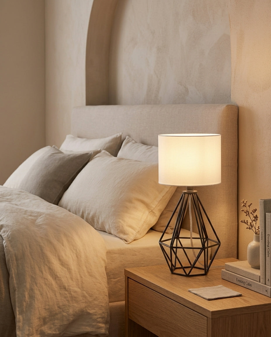 Dimmable Table Lamp with Linen-Style Shade
