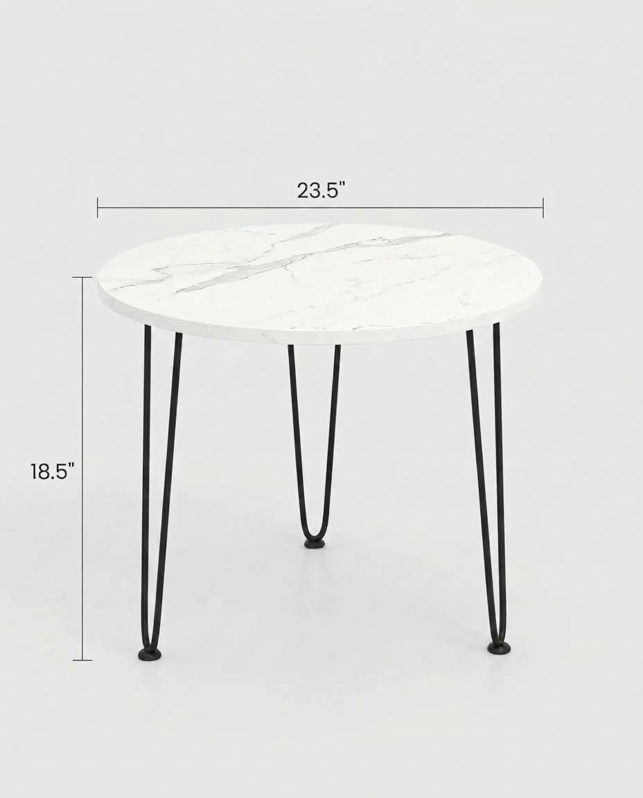 Round Coffee Table with Faux Marble Top
