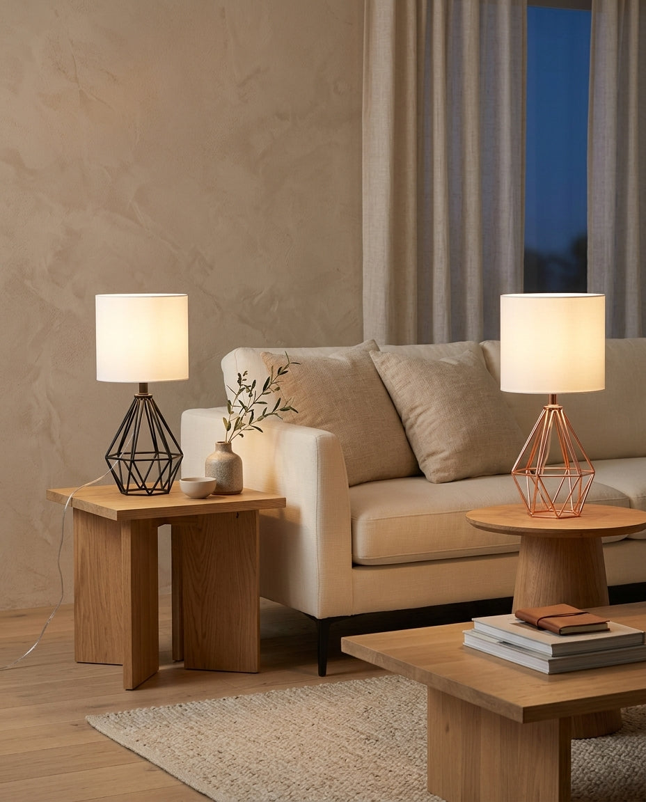 Dimmable Table Lamp with Linen-Style Shade