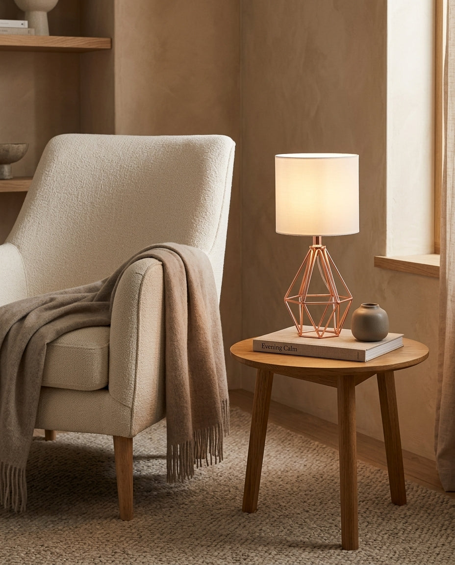 Dimmable Table Lamp with Linen-Style Shade