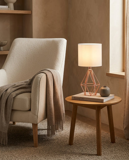 Dimmable Table Lamp with Linen-Style Shade