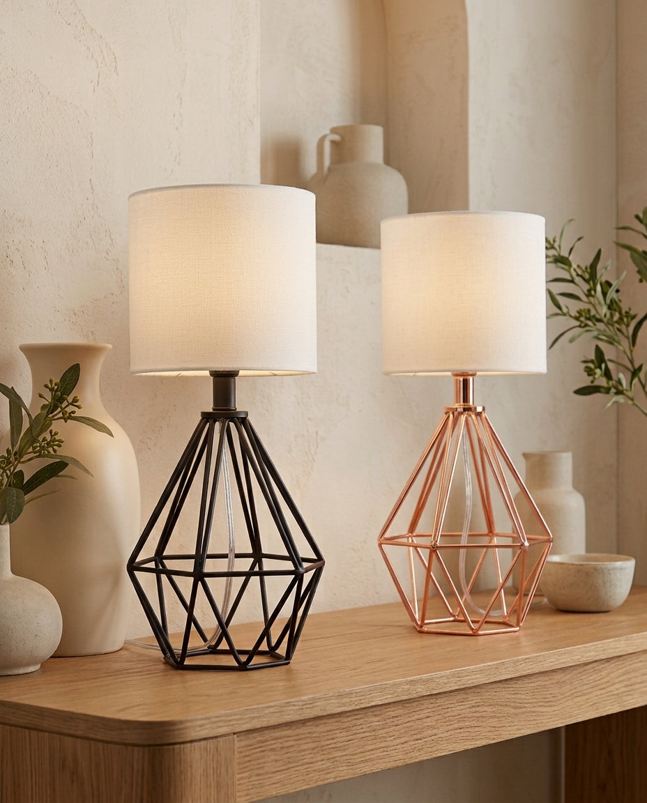 Dimmable Table Lamp with Linen-Style Shade