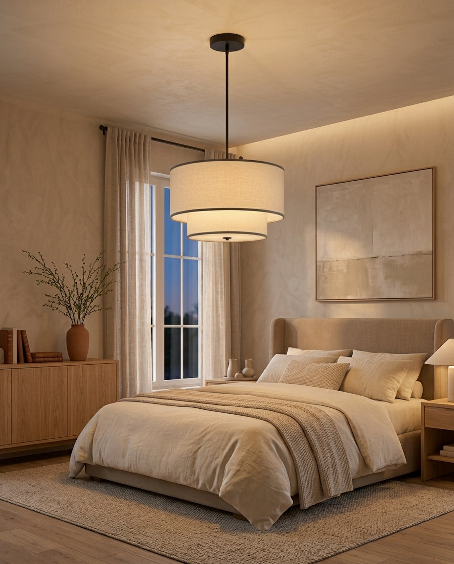 Two-Tier Linen Shade Pendant Light
