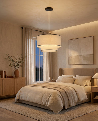 Two-Tier Linen Shade Pendant Light
