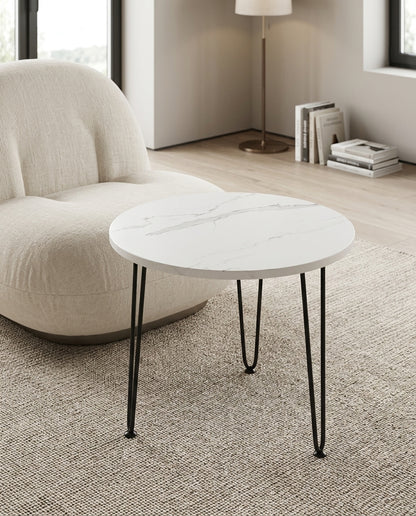 Round Coffee Table with Faux Marble Top