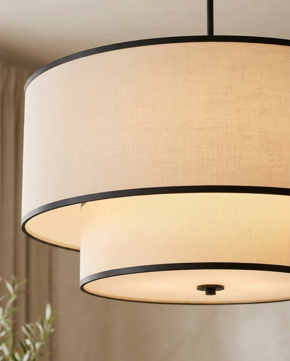 Two-Tier Linen Shade Pendant Light
