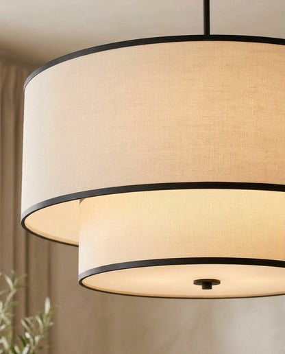 Two-Tier Linen Shade Pendant Light