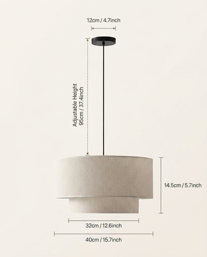 Two-Tier Linen Shade Pendant Light