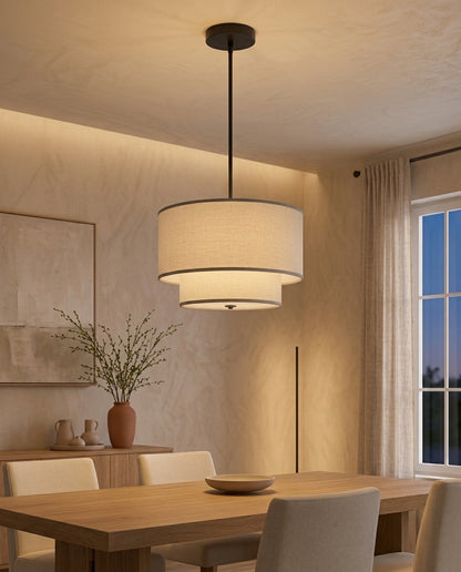Two-Tier Linen Shade Pendant Light